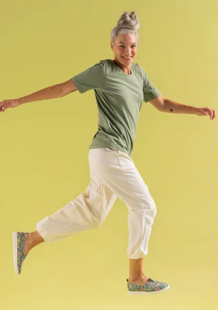 Organic cotton/elastane jersey trousers - ecru