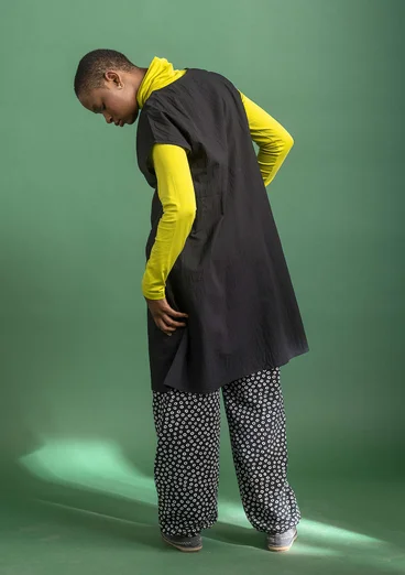 Woven organic cotton sleeveless dress - black