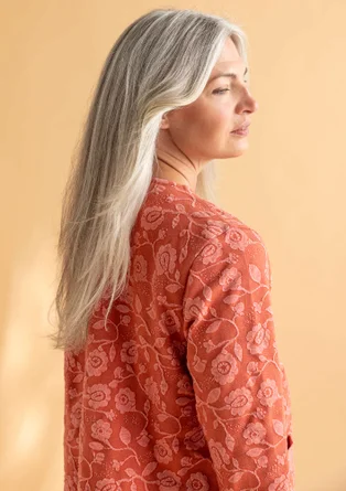 Jerseycardigan ”Hazel” i økologisk bomuld/elastan - terracotta