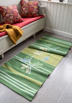 “Leaves” hallway runner in organic cotton - coriander