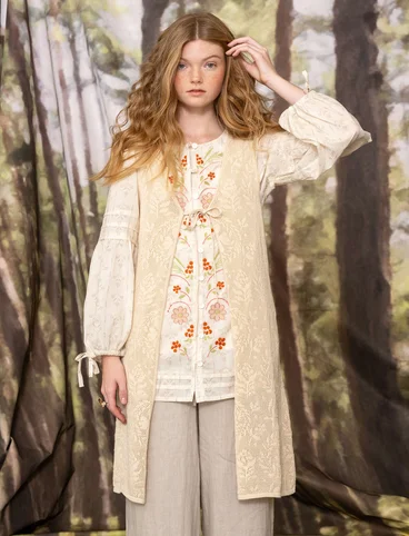 “Fröjda” organic cotton pointelle knit waistcoat - natural