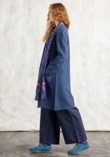 Long cardigan in felted organic wool - dark indigo/melange