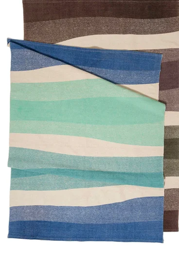 “Waves” rug in organic cotton - sea blue