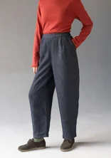 Garment-washed woven linen trousers - black