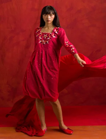 “Volcano” woven organic cotton dress - bright red