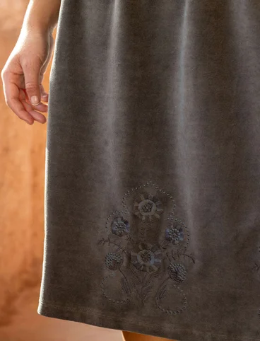 Velours rok "Zari" van biologisch katoen/gerecycled polyester - asgrijs