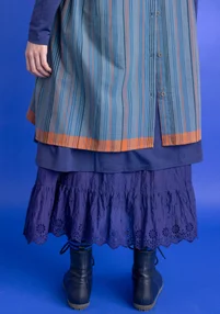 “Ava” woven organic cotton pinafore dress - flax blue