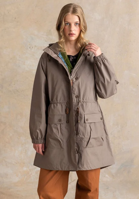 “Vendela” woven organic cotton parka - light potato