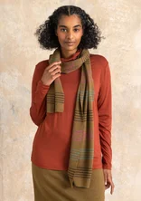 “Sylvi” rib-knit scarf in organic cotton/wool - dark olive