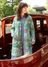 “Millefiori” long cardigan in wool/organic cotton (teal S)