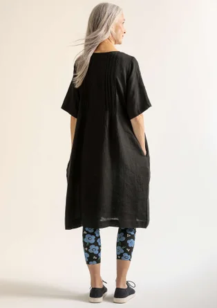 “Seraj” woven linen dress - black