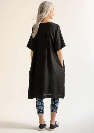 “Seraj” woven linen dress - black