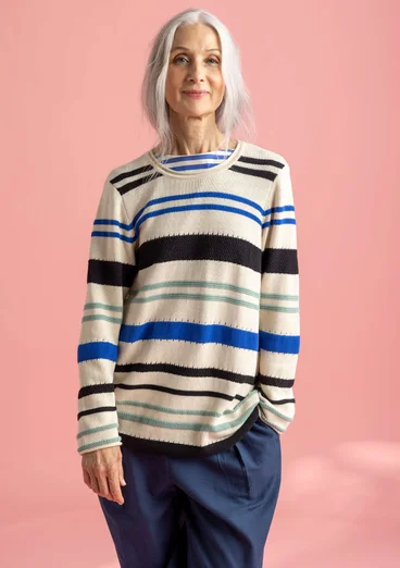 “Edna” recycled cotton favourite sweater - black/striped