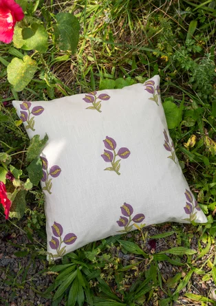 Housse de coussin "Lemon tree" en coton biologique - naturel