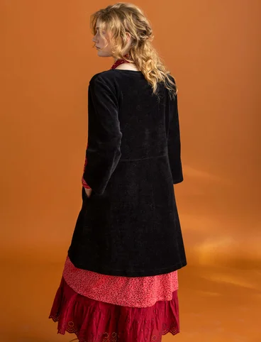 Organic cotton/recycled polyester velour tunic - black