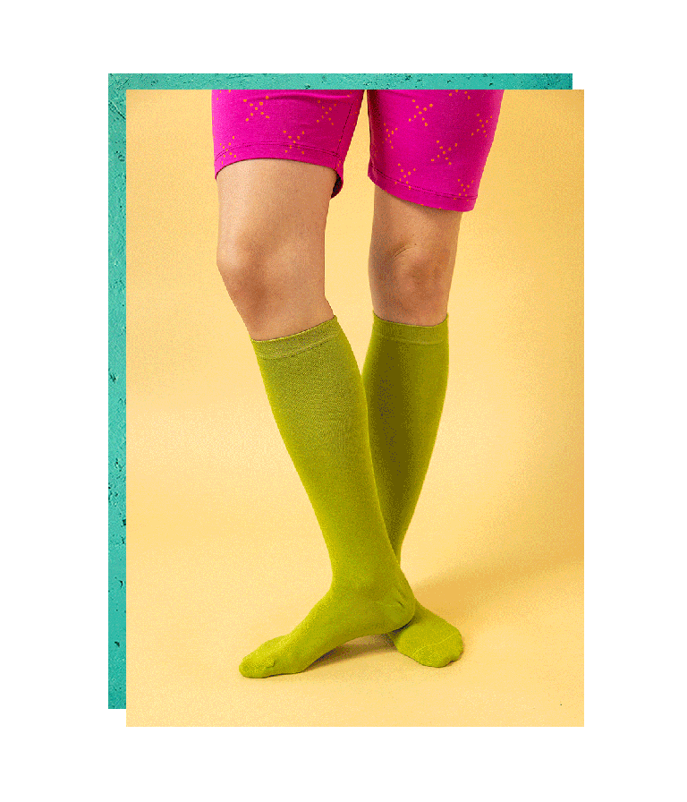 A gif of knee-highs in different colours from Gudrun Sjödén.