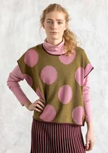 “Rut” knit vest in organic/recycled cotton - dark olive/dot