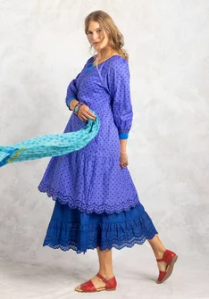 Woven dress in organic cotton - blue lotus