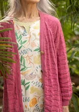 “Harriet” long cardigan in a recycled wool blend - rhubarb/melange