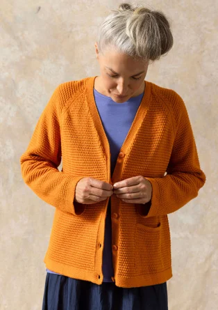 Strickjacke aus Recycling-Baumwolle - masala