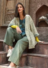 “Willow” woven kimono in organic cotton - indigo green