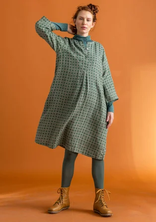 “Asta” woven linen dress - hopper/patterned