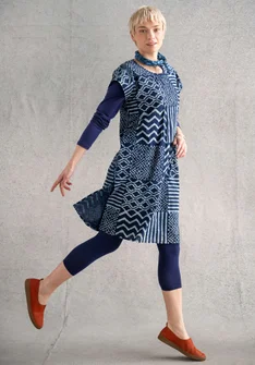 Geweven jurk "Ritu" van biologisch katoen - indigo