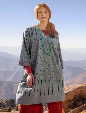 “Sky” woven dress in organic cotton - graphite