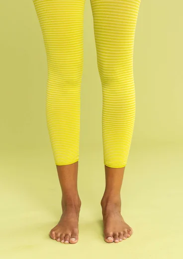 Gestreifte Leggings aus Recycling-Polyamid - limettengrün-ungebleicht