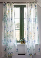 Short “Olives” curtain in organic cotton - sea blue