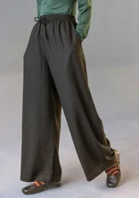 Airy trousers in solid-colour viscose/linen - black
