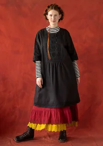 Robe "Wanja" en coton biologique tissé - noir