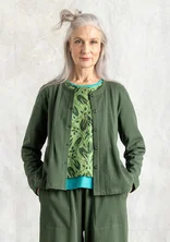 Jersey cardigan in organic cotton - forest green