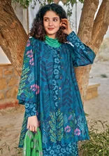 Woven “Tahiti” tunic in organic cotton - petrol blue