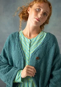 Strickjacke „Thessaloniki“ aus Recycling-Wollgemisch - teal-melange