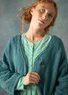 Cardigan "Thessaloniki" i genanvendt uldblanding (teal/meleret S)