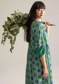 “Suzani” woven dress in organic cotton - mint