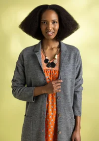 Longline blazer in felted organic wool - graphite