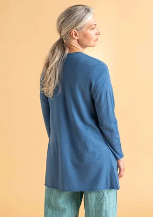 Long cardigan in organic wool - light indigo