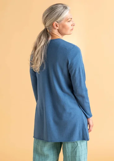 Long cardigan in organic wool - light indigo