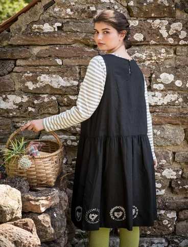 Vævet kjole "Petronella" i økologisk bomuld/hør - sort