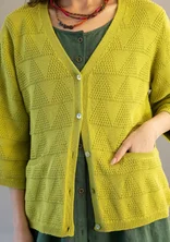 Organic cotton textured-knit cardigan - guava
