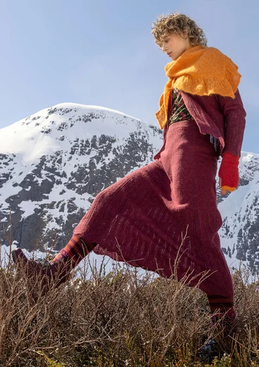 Stickad kjol "Forgetmenot" i alpackamix - aubergine/melange