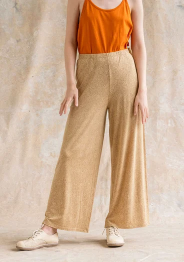 “Ada” jersey pants in lyocell/spandex - oatmeal/patterned