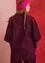 Veste kimono en coton biologique/lin (aubergine S)