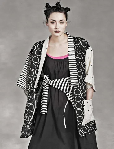  Kimono "Matsumoto" en lin/coton - noir / écru