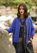 Cardigan in organic/recycled cotton - brilliant blue
