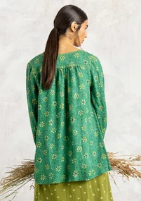 Blouse tissée "Ester" en lin - malachite/motif