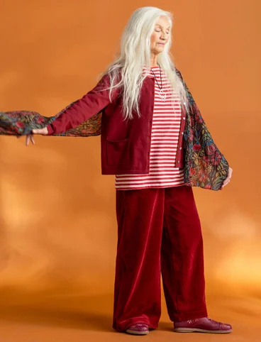 Organic cotton/recycled polyester velour trousers - pomegranate