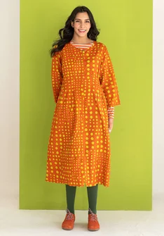“Mary” woven dress in organic cotton/linen - burnt orange